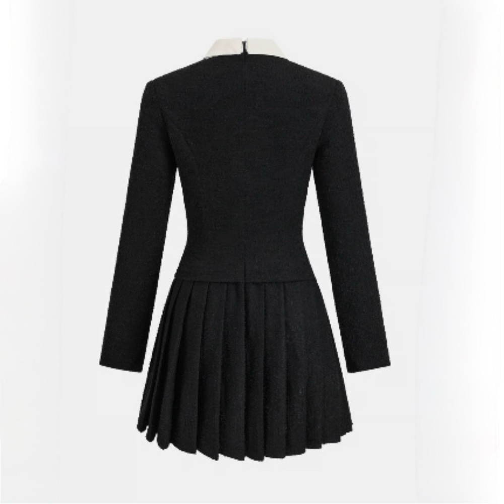 Commense Black Mini Dress with White Collar - Picture 4 of 8